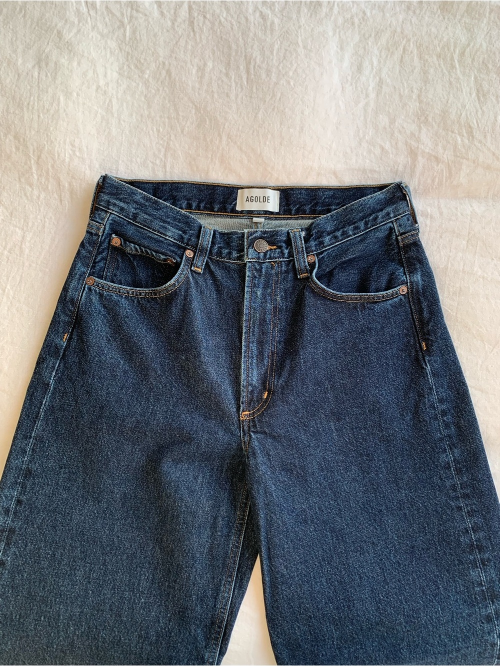 Agolde Low Curve Crop Denim Cotton Jeans Baggy Relaxed Pants Pendulum Dark Wash - Picture 7 of 11